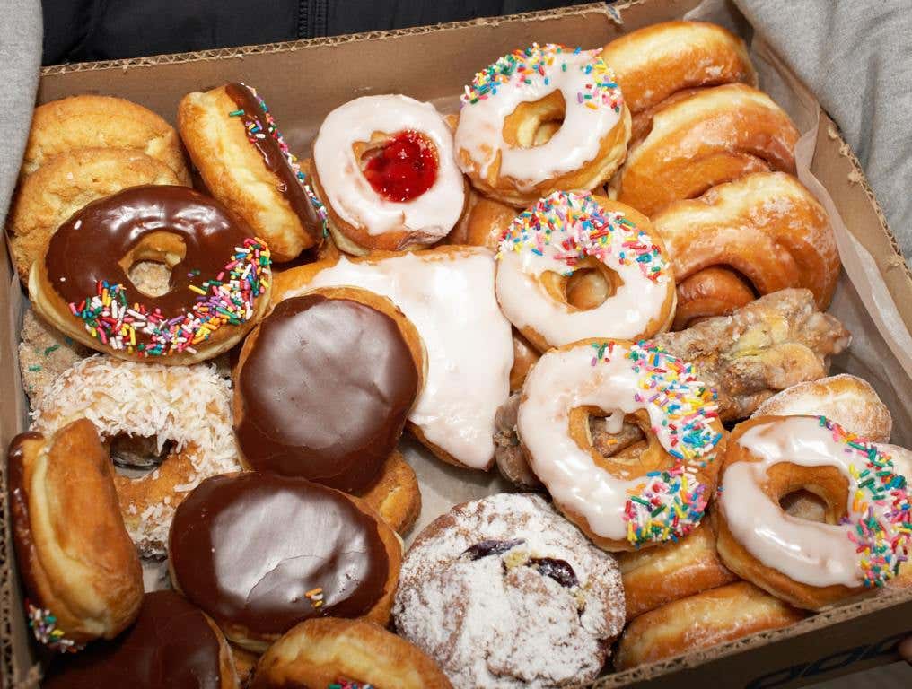 A box of donuts.