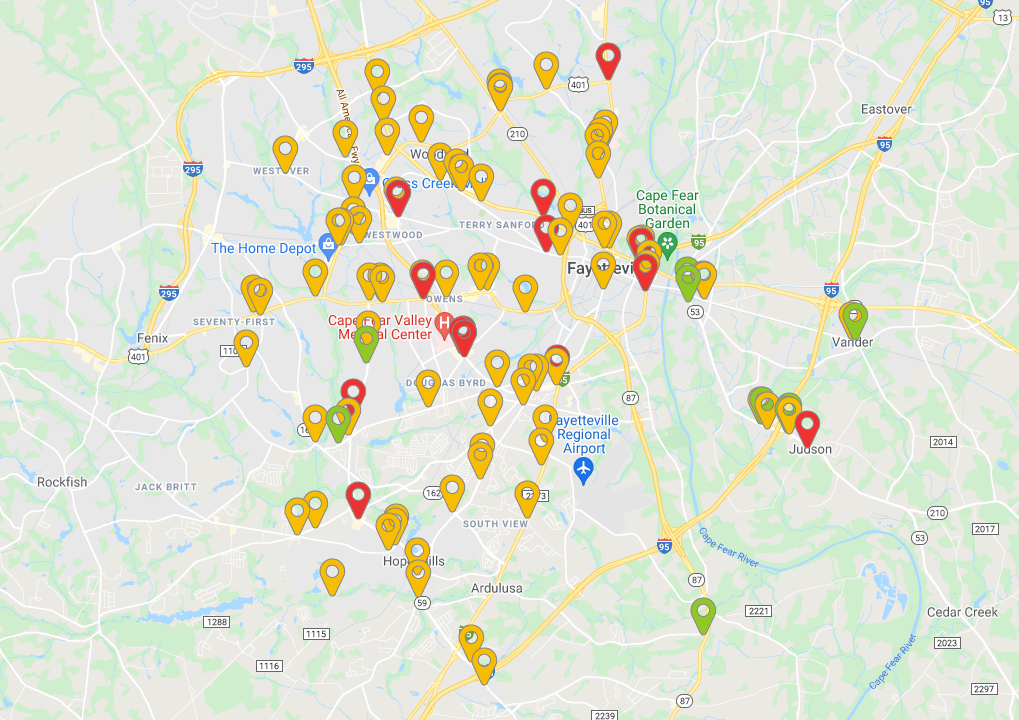 Gas Availability Map for Fayetteville