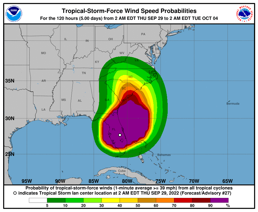 hurricane tropical storm Ian North Carolina rain wind